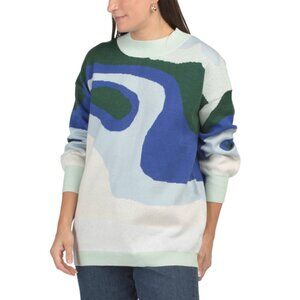 BAEVELY Blue Multi Wavy Printed Sweater